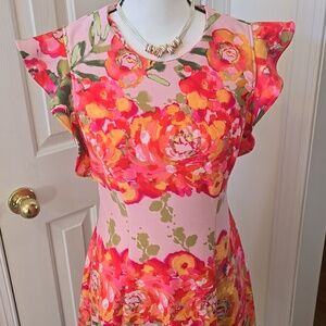 ALI RO BRAND WOMEN'S PINK FLORAL SUMMER SPRING DRESS SIZE 4